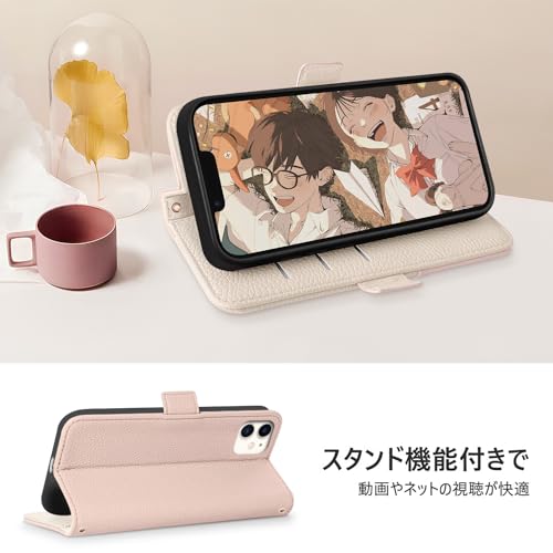 undefined CASSYOOK いphone12 ケース 手帳型 スマホケース iphone 12 /12pro 手帳型 ケース おしゃれ iphone 12 カバー 手帳型 アイフォン12 ケース 手帳型 かわいい iphone12 / iphone12pro ケース 手帳型 あいふぉん12ケース pro 高級PUレザー 全面保護 表面ポケット便利 カード収納 スタンド機能(ライトピンク) の商品画像 4