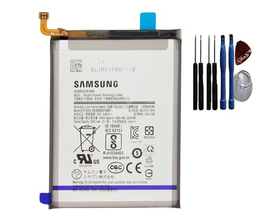 Batería Original de Repuesto para Samsung Galaxy M12 / M21 / M30s / M31 (6000) mAh, EB-BM207ABY, con Adhesivos preinstalados, Incluye Herramientas