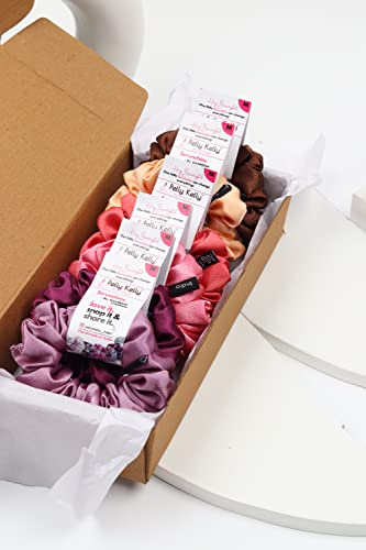 Image of Premium Satin Scrunchies for Women | Hair Bands, Ponytail Holders & Rubber Bands | Fluffy, No-Damage Hair Ties | Girls Hair Accessories | Medium Size | Pack of 6