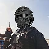 Taktischer Schutz-Integralhelm, Tactical Helmet mit Maske, Headset, Nebellüfter, für Airsoft Paintball (Color : BCP)
