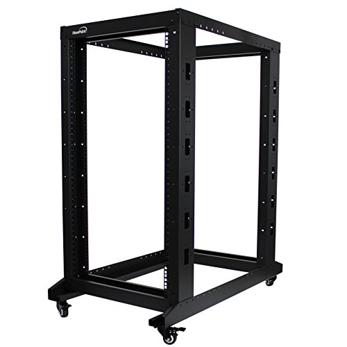 NavePoint 22U Professional 4-Post IT Open Frame Server Network Relay Rack 1000mm Casters Black