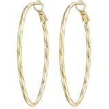 AMELINE Pendientes de aro de oro grandes para mujer, aretes trenzados de oro grandes, joyería ligera para mujer, 50 mm