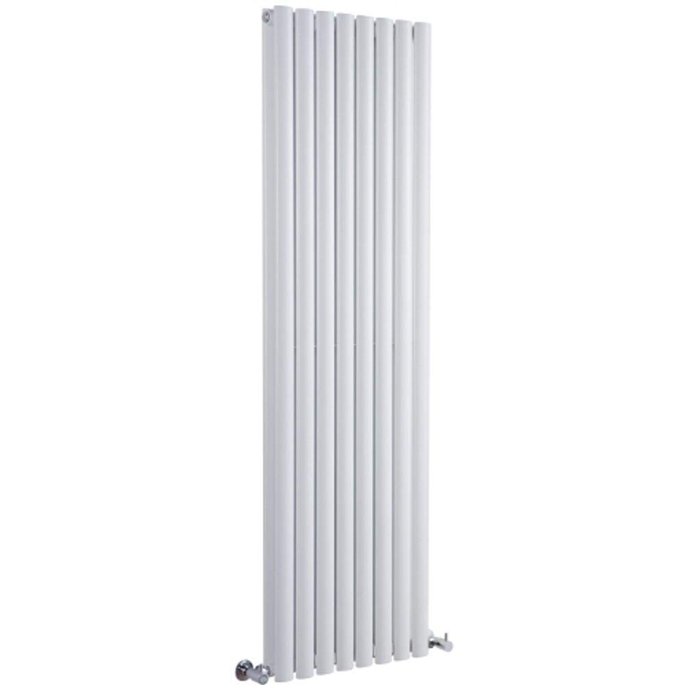 Milano Aruba White Vertical Double Oval Panel Radiator - 1780mm x 472mm