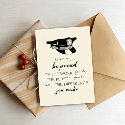 Bestmelo Police Officer Card, Law Enforcement Appreciation Gift, Encouragement Card for Police Officer, Blank Inside, with Kraft Envelope and Gold Seal Sticker