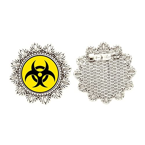 Broche de plata Danger Chemical radioactivo mediano para ropa