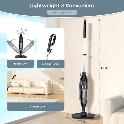 Steam Mop, 12-in-1 Powerful Handheld Steam Cleaner Detachable Steam Mops for Floor Cleaning, 565ML Removable Tank, 23FT Power Cable, MultiPurpose Steamer for Hardwood, Tile, Grout, Furniture