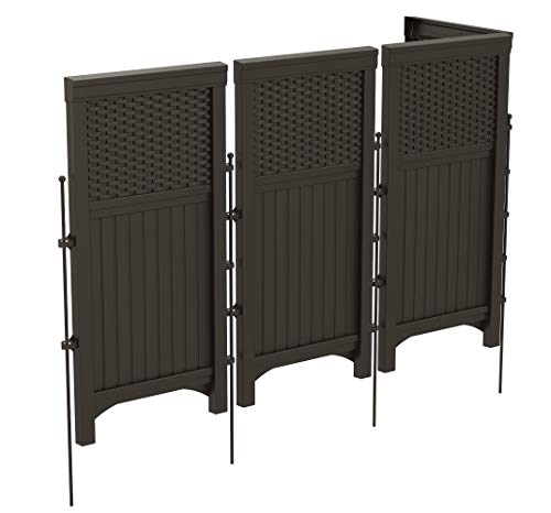 Suncast 4 Freestanding Wicker Resin Reversible Panel Outdoor Screen Enclosure, Brown - Image 6