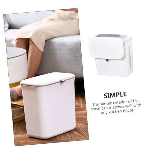 Caneca de basura blanca para cocina con tapa y doble compartimento miniatura 3