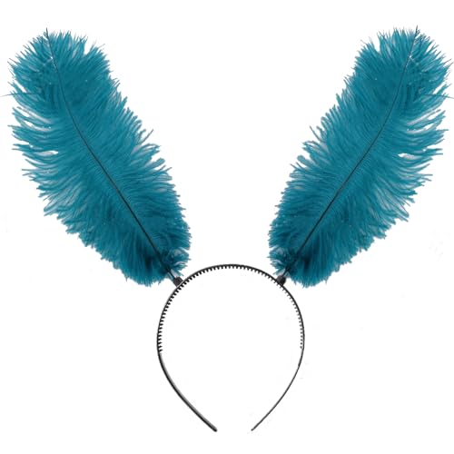 Ryshman Halloween Butterfly Feather Headbands Butterfly Antenna Headband Costume Hair Band for Halloween Parties (Blue feather One Size)