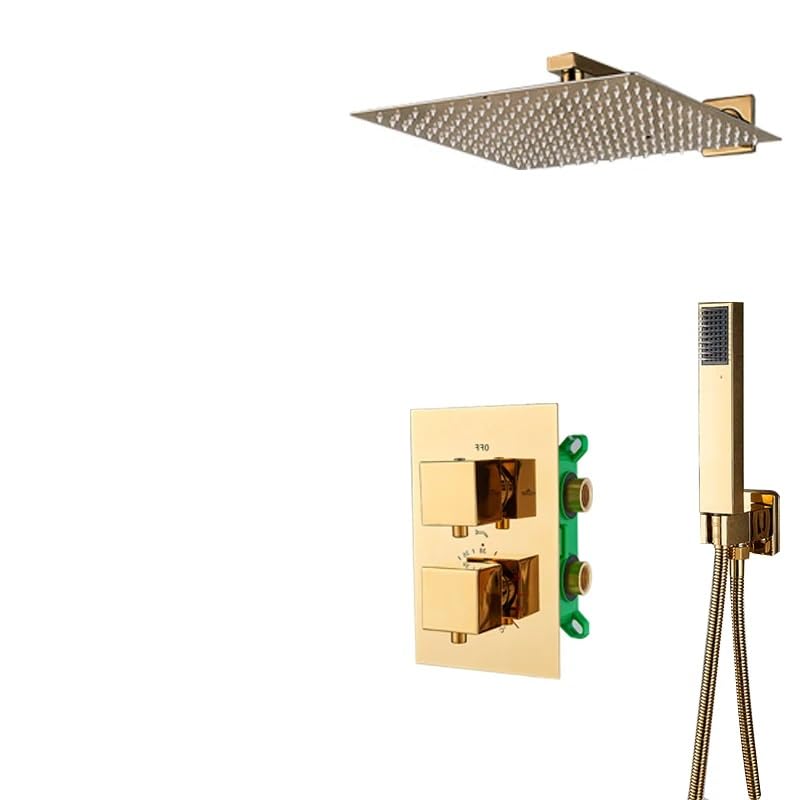 Douche dorée encastrée thermostatique pour une salle de bain moderne