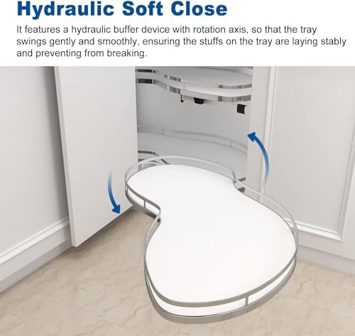 Corner Pull Out Storage Organizer for 36-Inch Cabinets - Carousel Twin Shelf Design for Efficient Kitchen Space-Saving in Corner Cabinets