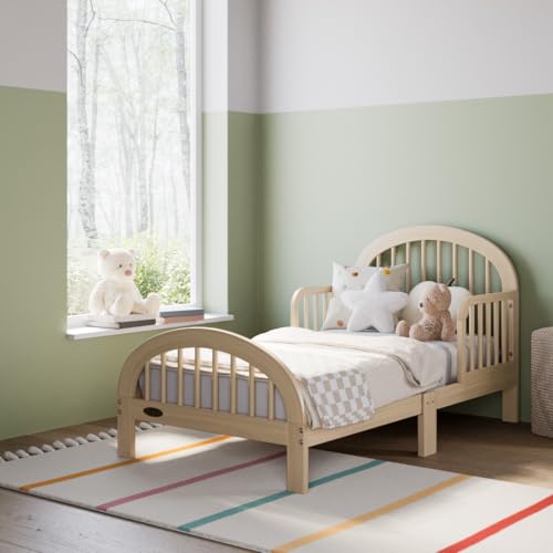 Image of Graco Olivia Toddler Bed (Driftwood) - GREENGUARD Gold Certified, Includes Toddler Safety Guardrails, Fits Standard Crib & Toddler Mattress, Stylish Arched Design