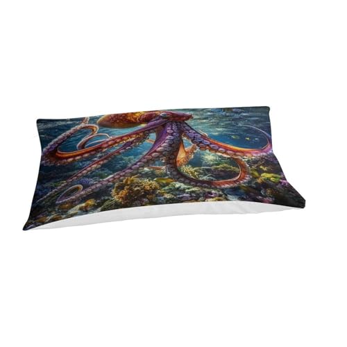 Housse couette poulpe 3D fermeture éclair cachée parure microfibre sans repassage