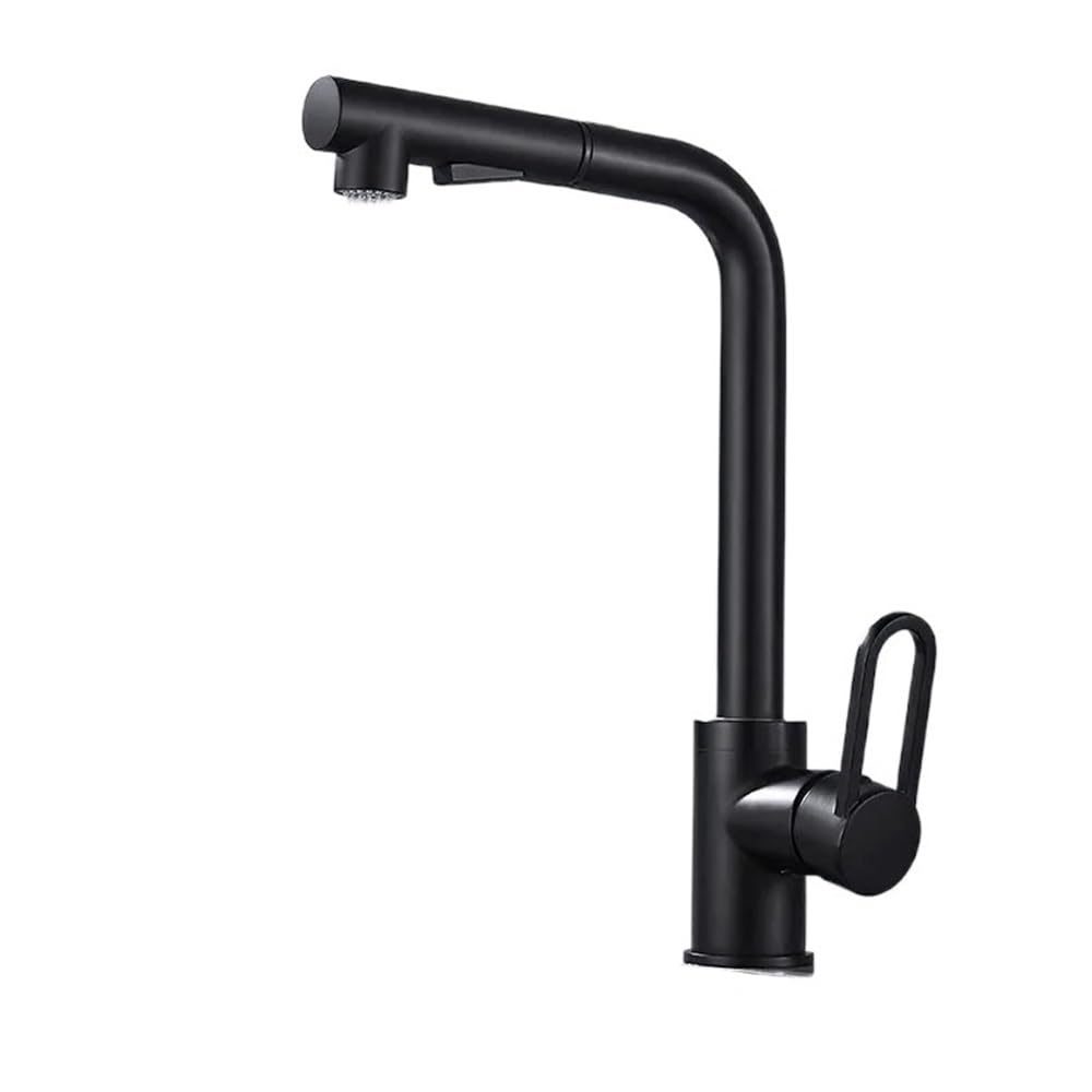Kitchen Faucet Hot and Cold Pull-Out Vegetable Basin Sink Retractable 360 Rotatable Brass Kitchen Basin Faucet KMW-998(Black)