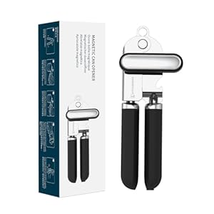 KTCHENDAO Dosenöffner Manuell Superscharfe Sandvik 12C27 Klinge, Dosenöffner für Senioren Ohne Scharfe Kanten Einstellbarer Multifunktionaler Dosenöffner mit Magnet Softgrip-Knopf in Übergröße Schwarz