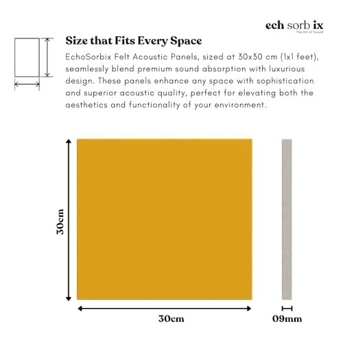 Image of MMT Acoustix Premium Felt Acoustic Panels for Offices, Bedrooms & Studios | Sustainable PET Felt Panels for Echo Reduction & Sound Absorption | 1x1 Ft, 9mm Thick | Harvest Exceptional - Pack of 16