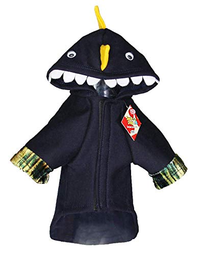 Dinossáurinho em Moletom Franelado com Capuz, Velcro, Manga Longa, Dentes Macios, 100% Algodão