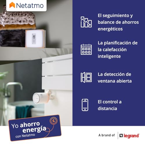 Miniatura 5 de Netatmo Pack Termostato Inteligente + 3 Cabezales Termostáticos Conectados e Inteligentes, WiFi, Control Remoto vía App, Compatible con Calefacción Individual, NBU-NTH-Nav-EU.