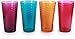 Circleware Pulse Set of 4-17 oz Tall Ice Tea Drinking Glasses, Aqua Fuchsia, Orange, Purple, Glassware for Water, Juice, Beer Beverage, 4pc, Colors