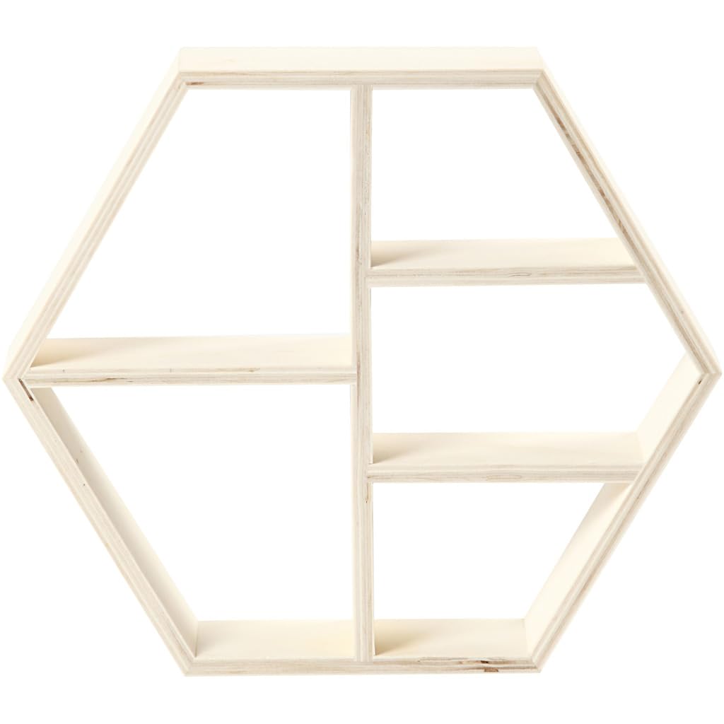 Creativ Modular Wall Mounted Wooden Hexagonal Tiered Shelf, 5 Shelves, Rustic Style, 28.5x25x5 cm, Brown, Talla única - Image 2