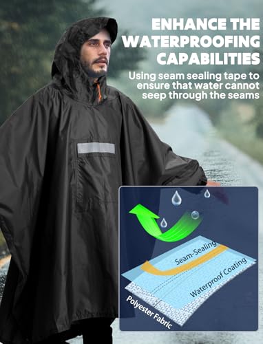 Image of ANYOO Hooded Rain Poncho for Adults Waterproof Lightweight Rain Coat for Men Women Reusable Rain Jacket for Emergency Outdoor