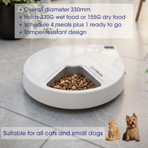 Cat Mate C500 Automatischer Futterautomat mit Digitalem Timer, Weiß
