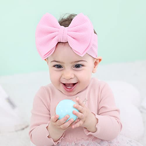 Cinaci 12 Pack Solid Candy Colors Stretchy Wide Nylon Headbands With Knot Big Hair Bow Elastic Headwraps Oversized Hairbands Large Hair Bows Hair Accessories For Baby Girls Infants Toddlers Kids #TOP1