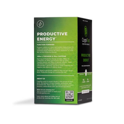 Cognitea Productive Energy Tea For Mental Clarity And Focus Made With L-Theanine And Caffeine, 20 Count #TOP1
