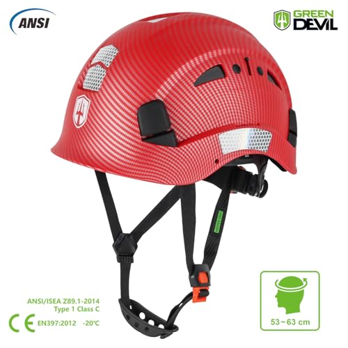 Image of GREEN DEVIL Safety Helmet Hard Hat Adjustable Lightweight Vented ABS Work Helmet 6-Point Suspension ANSI Z89.1 Approved Ideal for Industrial & Construction