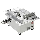 EQUIPADO CON REGLA Y RESPALDO: Nuestra mini sierra de mesa Equipada con la regla y el respaldo en la mesa de corte, cortar con precisión será más fácil y garantizará la seguridad. Con 7 niveles de adaptador de corriente, le permite ajustar la velocidad de rotación fácilmente para cumplir con diferentes velocidades de corte.