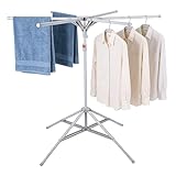 Chingcoo Standtrockner Wäscheständer Hoch Klappbar mit 6 Flügeln,Wäschespinne Wäschetrockner Ständer aus Stahl, Höhenverstellbar 120–170 cm, Faltbar für Balkon Drinnen Draußen (6-Armen-Grau)