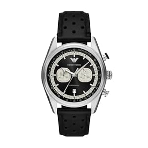 Emporio Armani Men’s Analog Quartz Watch with Leather Strap AR11635, Black, Modern