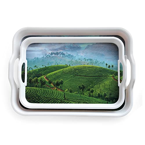 Image of SUPERWARE | Food Grade Melamine | Serving Tray Set - Handy Tray Munnar (2 nos.) | Serveware, Tableware, Stain Free, Glazed Finish