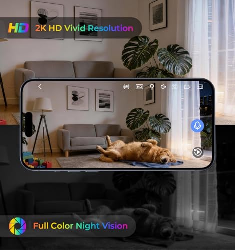 Image of Gyliziex 2K Clock Camera, 5G & 2.4G WiFi Indoor Pet Nanny Cameras with Alarm for Home, Full Color Night Vision, Human Motion Detection, Local SD Storage