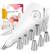 Happy Lemuro Premium Piping Bag with Nozzles, 8 Large Piping Nozzles with Cotton Piping Bag (40 c...