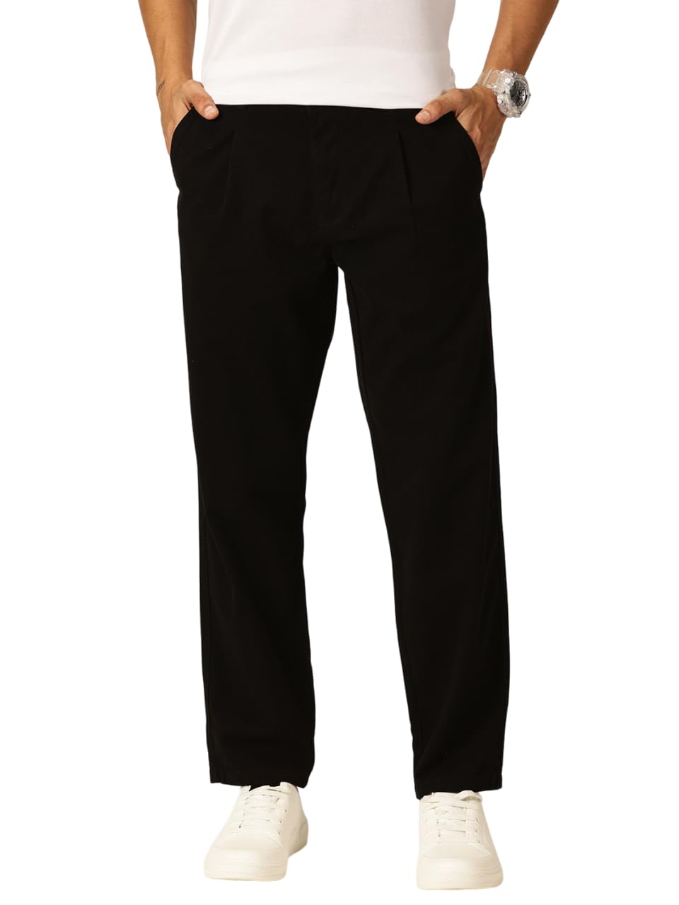 thomas scott Men's | Solid | Light Weight | Breathable Fabric | 4 Pocket | Mid Rise | Relaxed Fit | 100% Cotton | Button Waist | Chino Trouser | Pants-picture-13