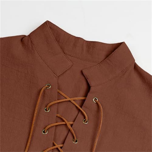 Medieval Little Boys Shirts Renaissance Kids Lace Up Pirate Tees Teen Vintage Long Sleeve V Neck Tops Halloween Party Clothes2