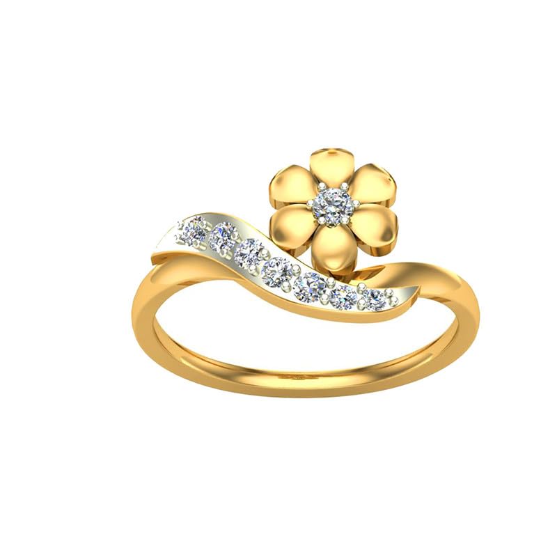 Image of DISHIS 14K Yellow /White /Rose Gold Diamond Flower Ring for Women