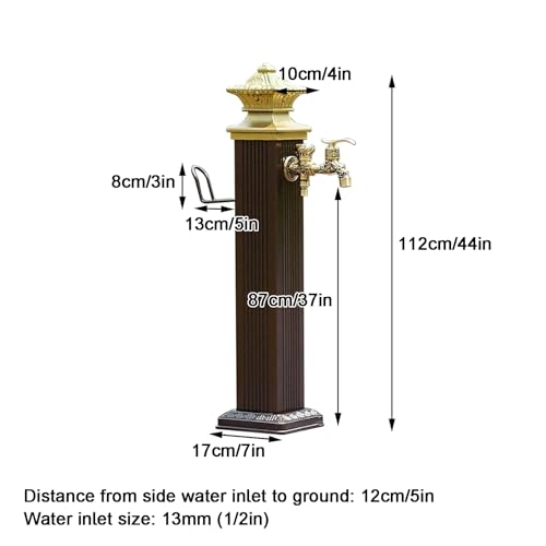 Columna de agua de jardín retro de 112 cm con grifo de latón y soporte 3