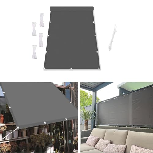 Voile d'ombrage 2x7m imperméable gris foncé pour terrasse - 2
