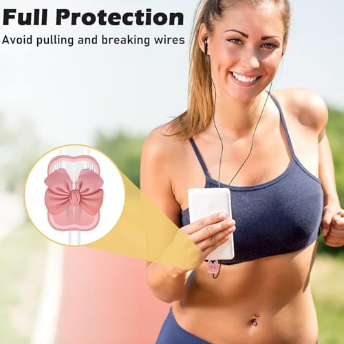 Image of INEFABLE Charger Case Cover Protector with 3D Cute Pattern for iPhone Charger only 18W & 20W, Data Charging Cable Wire Saver Protective Cable Cover Full Protection - Set Of 1 (Pink Bow)