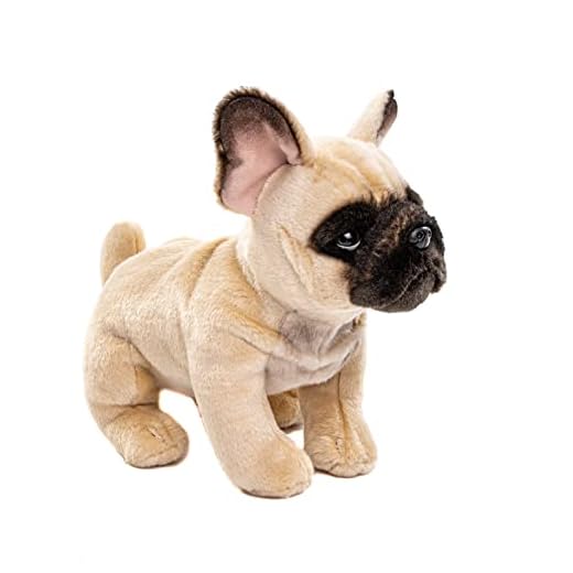 Uni-Toys - Bouledogue français (Beige) - 27 cm (Longueur) - Chien en Peluche, Dogue - Doudou
