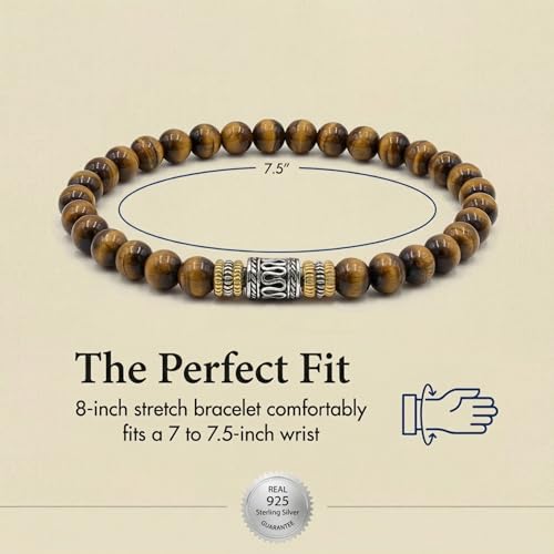 Pulsera para hombre con ojo de tigre y cuentas de plata miniatura 4
