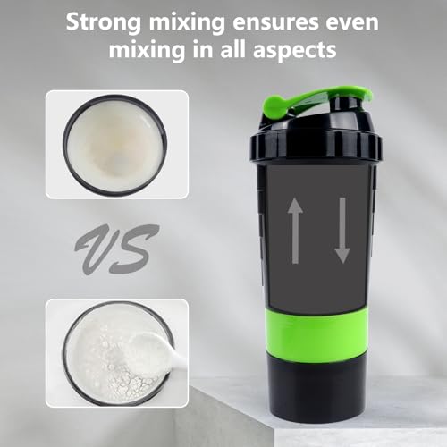 Image of XTK Shaker Bottle 16OZ Protein Shaker Bottles with Mix Ball Portable Sports Water Bottle Leak Proof GYM Cup for Protein Mixes with Storage & Pill Organizer, Ideal for Pre Workout,BPA Free (Green)