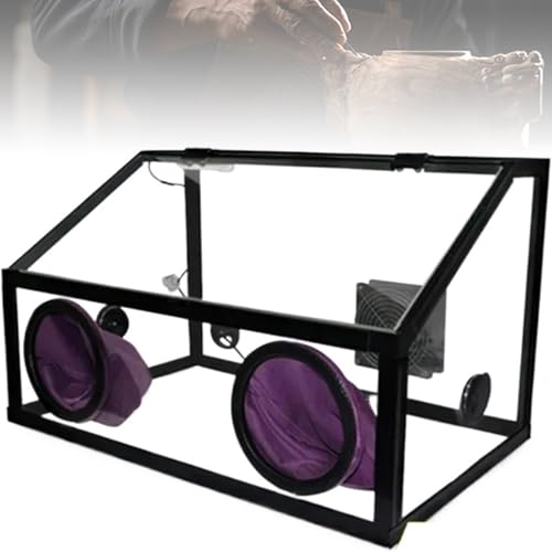 Lnlscle LED-Staubbox mit Ventilator, elektrische Staubhaube zum Gravieren, Schneiden, Bohren und Polieren, 3 mm/5 mm Acrylabdeckung, Werkstatt-Staubabsaugung mit Belüftung