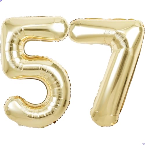 Image of Champagne Gold Number 57 75 Balloon for First Birthday Decorations, 40 inch Huge Light Gold 57th 75th Birthday Balloons Foil 57 Balloon Birthday Party Decor, Anniversary, Party Favors, Supplies