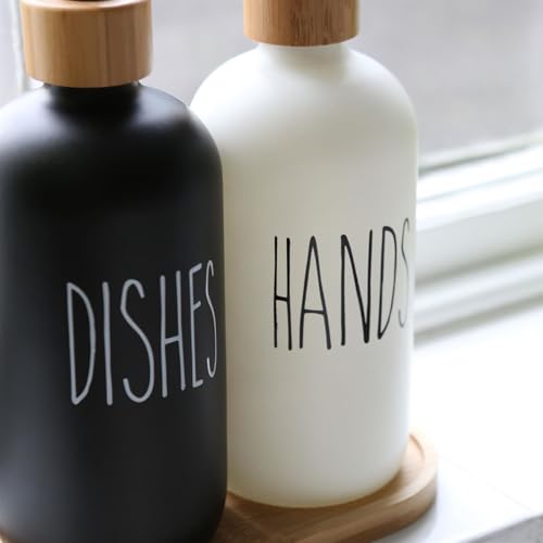 Harbour Housewares Glass Hand Soap Dispenser White 500ml - Refillable Bottle with Bamboo Pump - Modern Bathroom and Kitchen Accessory for Hand Wash, Lotion or Sanitiser - Image 5