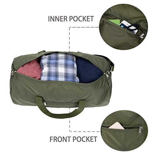 Vorspack Small Duffel Bag 20 Inches Foldable Gym Bag for Men Women Duffle Bag Lightweight with Inner Pocket for Travel Sports - Green