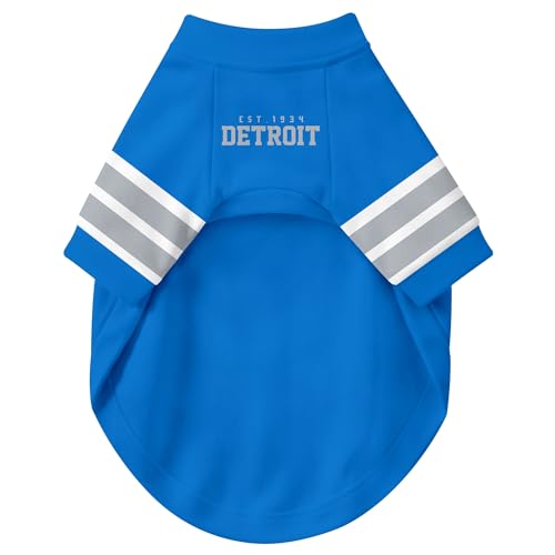 Image of Detroit Dog Clothes Jersey Style Personalized Pet T Shirt with Custom Name Number for Small Medium Large Dogs