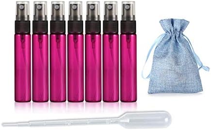 JJKMALL- 10PCS Pink 10ML 1/3OZ Protable Refillable Atomizer Spray Travel Perfume Bottle Hydrating Empty Bottle + 1pc gift Storage bag + 1pc 3ml Dropper